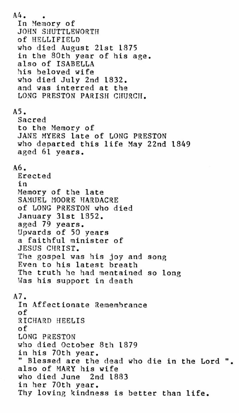 Location Index - P02.jpg - Long Preston Baptist Church -  Monumental Inscriptions in Location Order  - A4 to A7